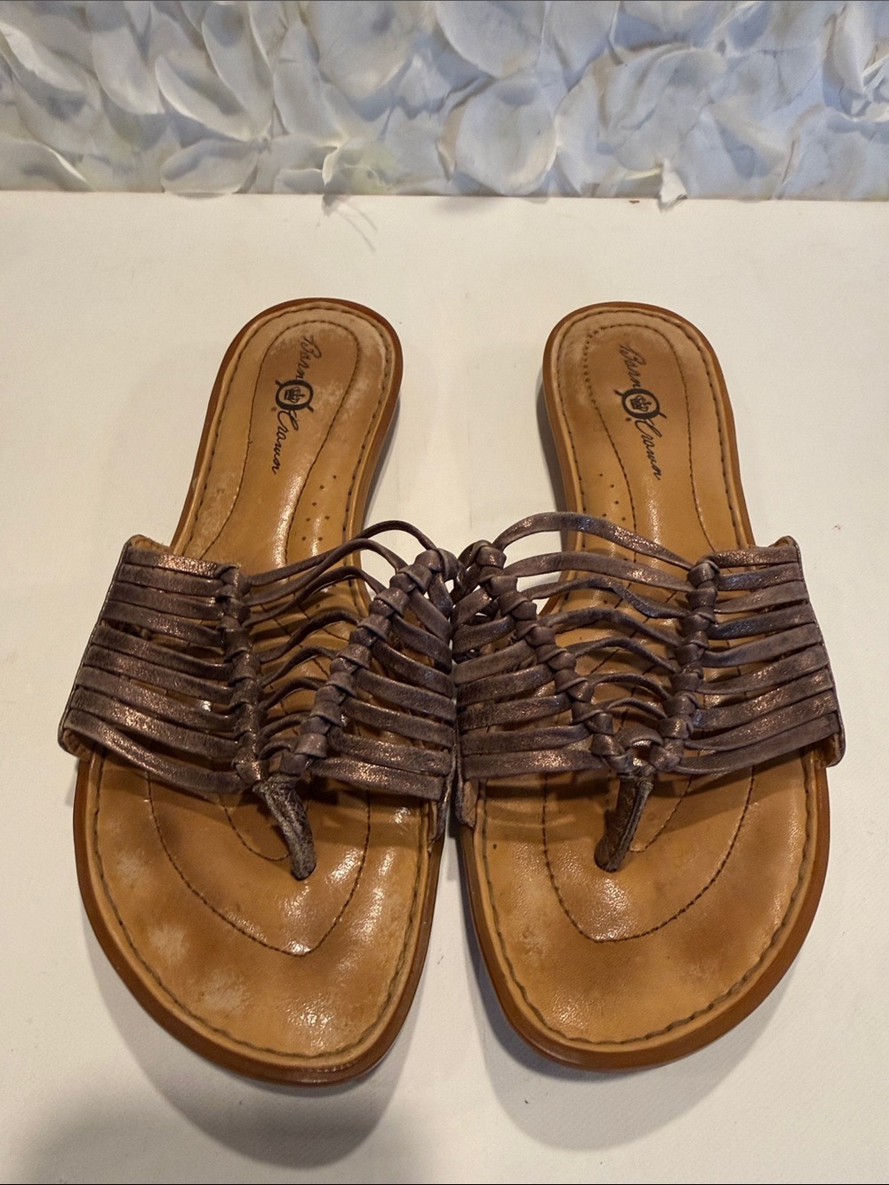 Born Metallic Bronze Braided Toe-Post Sandals - Women